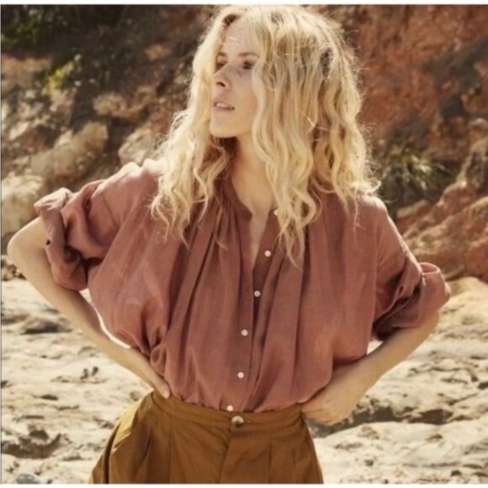 Doen Dusty Rose Button-Front Blouse